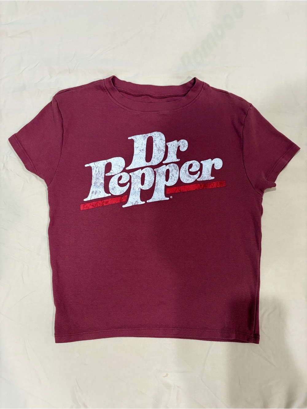 Dr Pepper Crop Tee in Burgundy size Medium